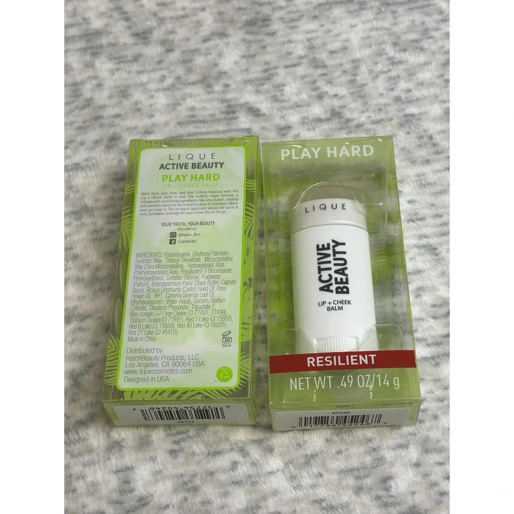 Lot of 2 Lique Active Beauty Play Hard Lip + Cheek Balm Resilient 0.49‎ oz 14g